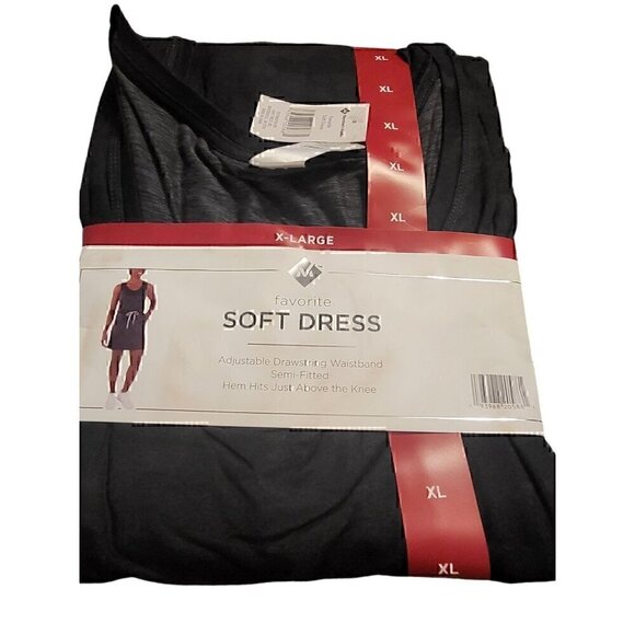 2 MEMBER'S MARK Women's Favorite Soft Pullover Drawstring Dress Grey/blackXL - Picture 3 of 5